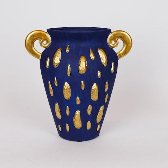 Eurolamp Dekorative Keramik Vase Blau 27,3x9,8xH29cm