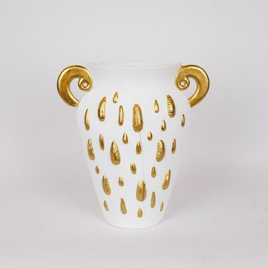 Eurolamp Dekorative Keramikvase Weiß 33,5x15,2xH37,5cm