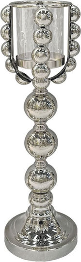 Metal Candle Holder Silver Balls & Glass Large Φ14.5x47cm 12/box