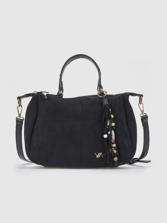 Verde Women's Shoulder Bag Suede Black