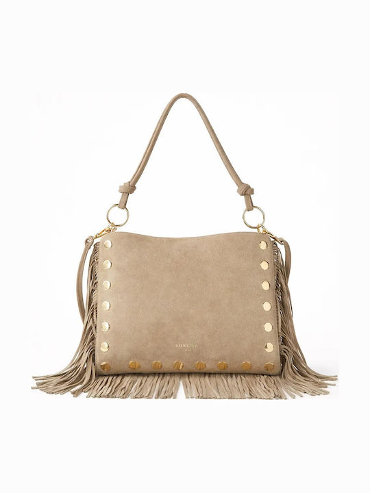 Simona Fabric Women's Crossbody Bag Suede Beige