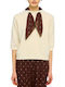 Women's Sweater with 3/4 Sleeves Polka Dot Ecru/Brown