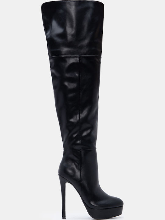 Luigi Wildleder Damenstiefel Über dem Knie Schwarz
