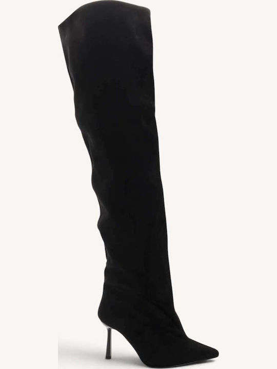 Schwarze Damenstiefel Draped Line Stiletto Absatz