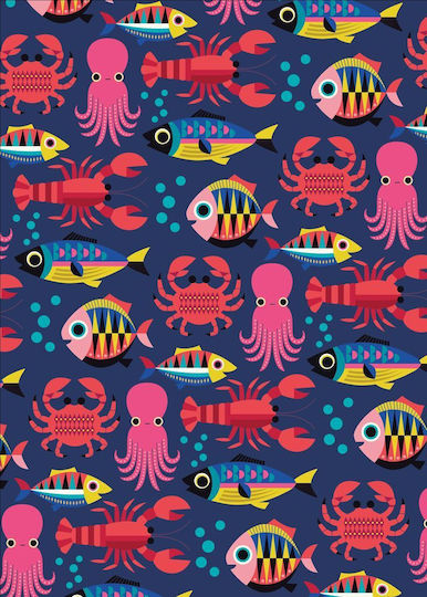 Kitsch Kitchen Sealife Blue Sea Πετσέτα Κουζίνας από 100% Βαμβάκι σε Μπλε Χρώμα 50x70cm