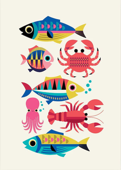 Kitsch Kitchen Sealife White Sea Kitchen Towel Made of 100% Cotton in White Colour 50x70cm