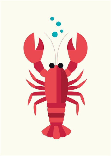Kitsch Kitchen Sealife Lobster Πετσέτα Κουζίνας από 100% Βαμβάκι 50x70cm