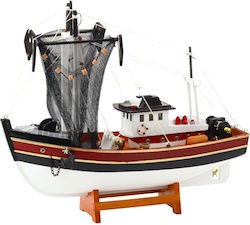 Lean Toys Риболовна Лодка Траулер с Риболовна Мрежа Моделна Фигура Бяла 38x31см
