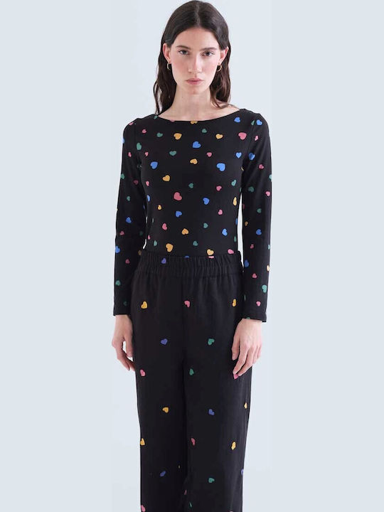 Pantaloni Dama Din Tesatura Cu Croiala Regular Black