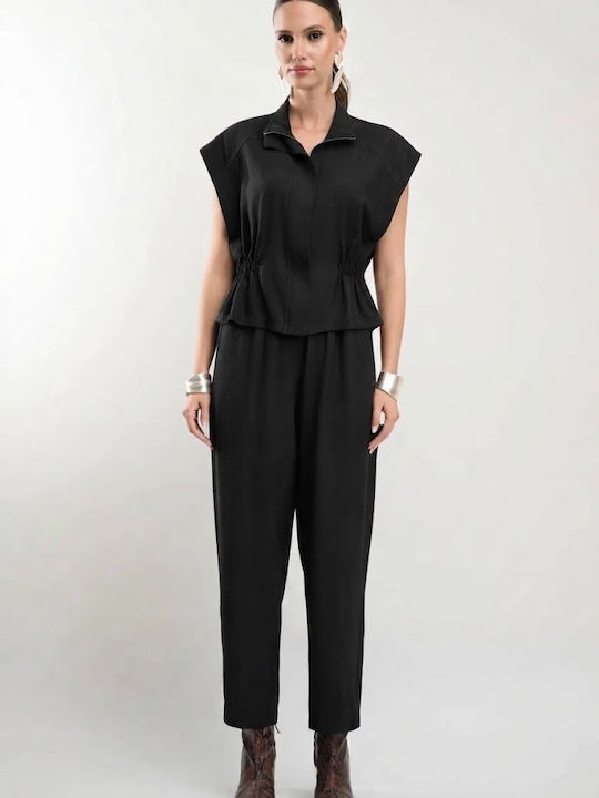 Costum Dama Negru în Linie Dreaptă