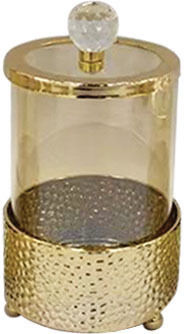 Marhome Metallische Süßigkeiten Gläser mit Deckel 11x11x16cm Gold