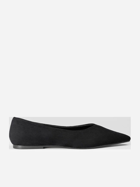 Wildleder Damen Ballerinas Spitz zulaufend Schwarze
