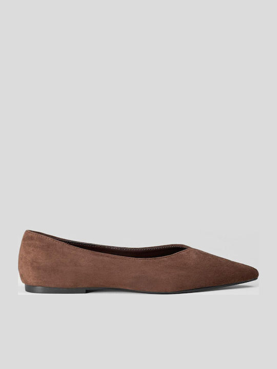 Super Mode Wildleder Damen Ballerinas Spitz zulaufend Braun