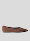 Super Mode Wildleder Damen Ballerinas Spitz zulaufend Braun