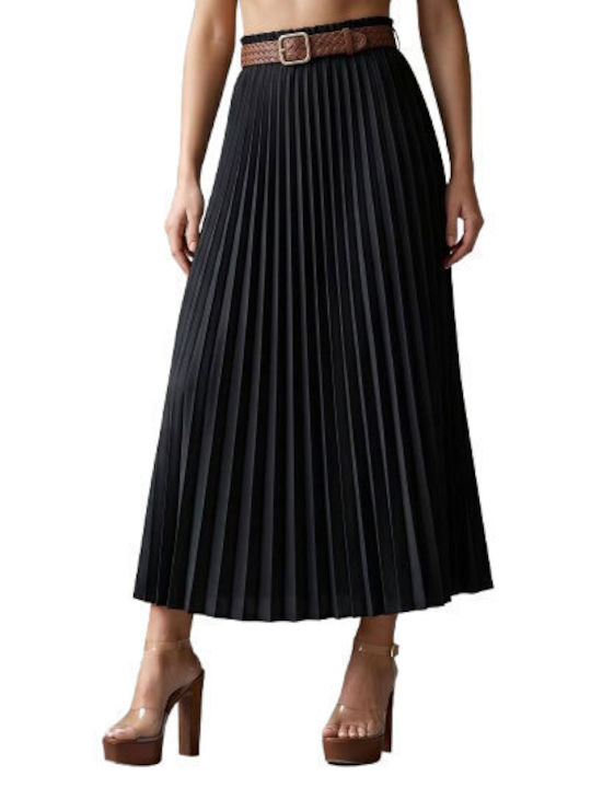 Chica Pleated Maxi Skirt Black