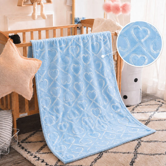 Marwa Samt Kinderdecke Hellblau 140x110cm