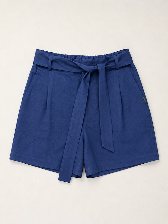 Toi&Moi Damen Hohe Taille Shorts Blau