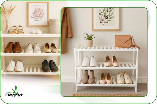 Bamboo Shoe Cabinet Hallway 55x26x70cm