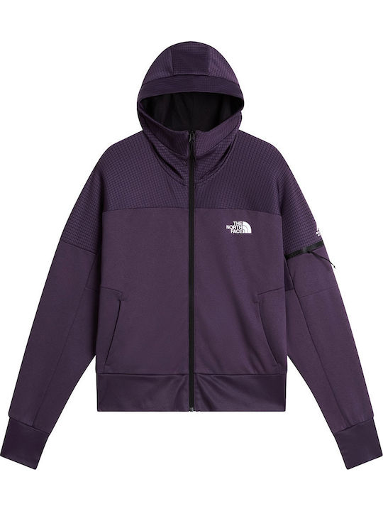 Women's Hooded Sweatshirt Cardigan Purple