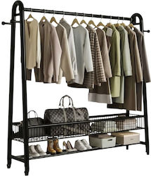 Trolley Garment Rack Floor Standing Metal Black 170x80cm Trolley Garment Rack Floor Standing Metal Black 170x80cm