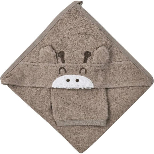 Kamtex Baby Halat De Baie Pentru Bebeluşi Cu Glugă Maro 80x75cm