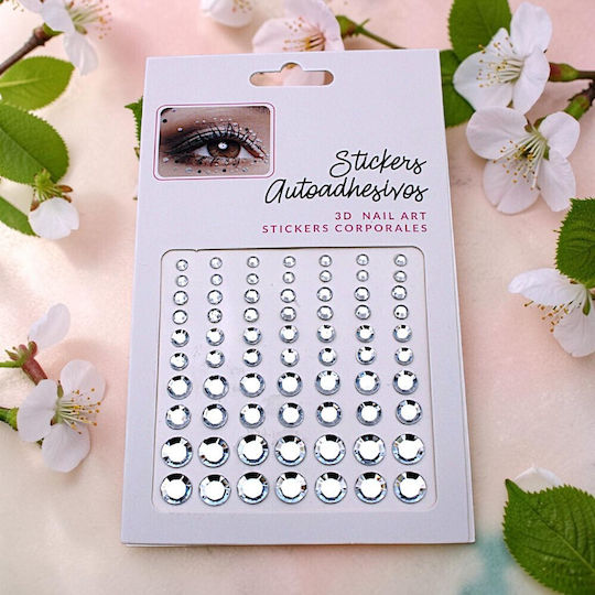 Körper-Aufkleber Nägel Sticker 3D Strass Silber 70Stücke 2omo83