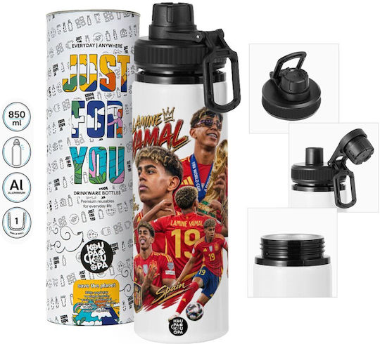 Koupakoupa Lamine Yamal Kids Aluminium Water Bottle with Screw-on Cap Non Spill Multicolour 850ml
