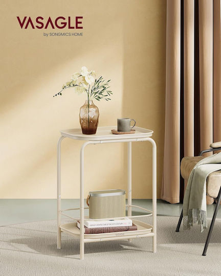 Masă laterală Rectangulară Metalică Cream L40xL30xÎ56cm