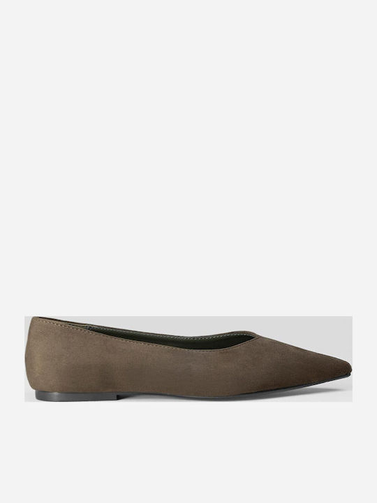 Super Mode Wildleder Damen Ballerinas Spitz zulaufend Braun