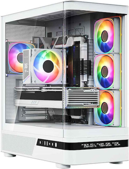 Volcano AQ200 Gaming Midi Tower Carcasă PC cu Deschidere Laterală Albă