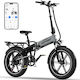 Hitway BK10S 20" Schwarz Klappbares Elektrofahrrad Straße