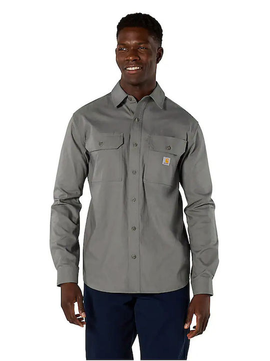 Long Sleeve Shirt in Wide Fit Steel