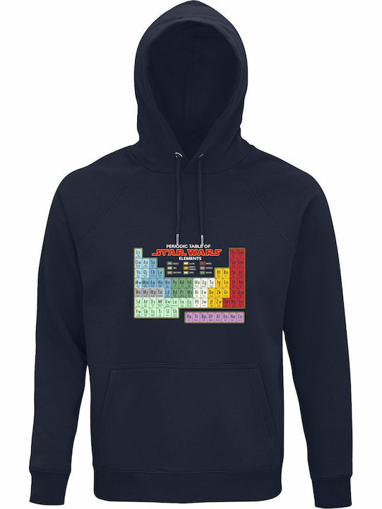 Bio-Baumwolle Unisex Kapuzenpulli Periodensystem Krieg der Sterne Elemente Fanart Marineblau