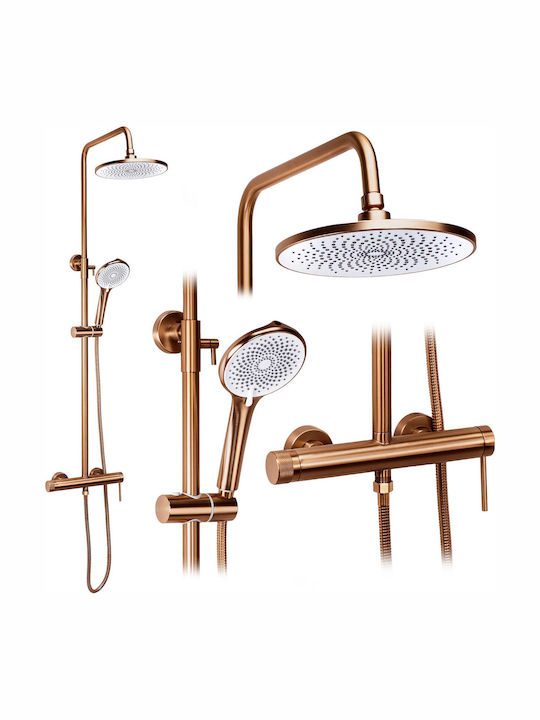 Rea Rea P3914 Shower Column with Bathtub Mixer Copper