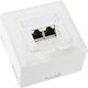 Inline Surface Mount Socket 2x Rj45 Cat.6 Horizontal White 75602j