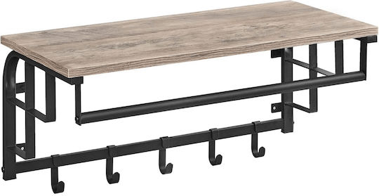 Vasagle Wandhalterung Metall 5 Haken Graue 66x30x27cm