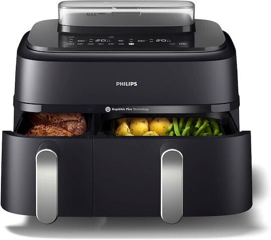 Philips Ovi Ultra Dual 5000 Еър Фрайър с Wi-Fi и Двойна Подвижна Кошница 9 л Черно