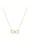 Infinity Necklace Made of 9 K Gold with Zircon
