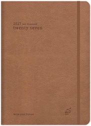 adBook Tägliche Tagesordnung 2027 Braun 14x21cm