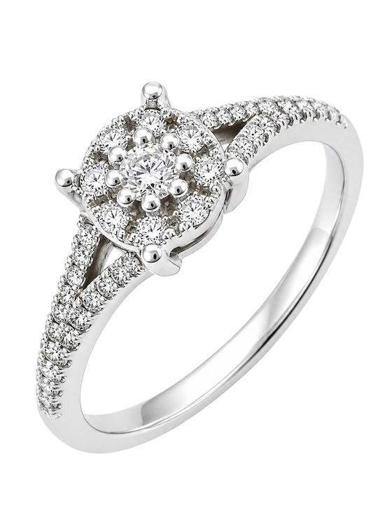 Einzelne Steine Ringe Rosa aus Weißgold 18K mit Diamant