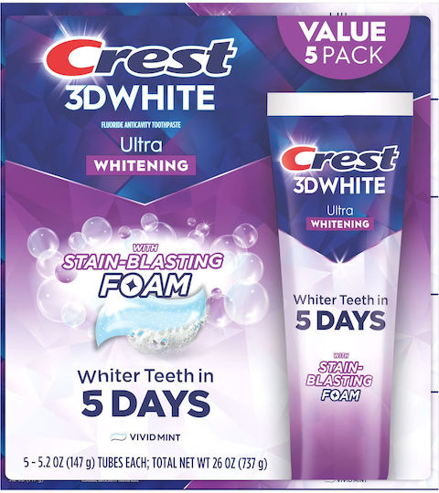 Crest 3D White Ultra Pastă de dinți pentru Albire 5x147gr