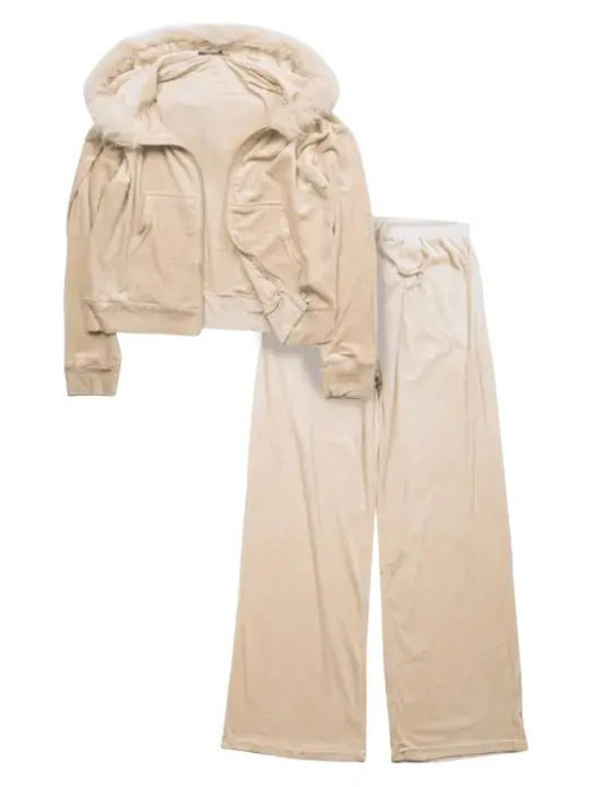 Kids Sweatpants Set With Jacket Ecru
