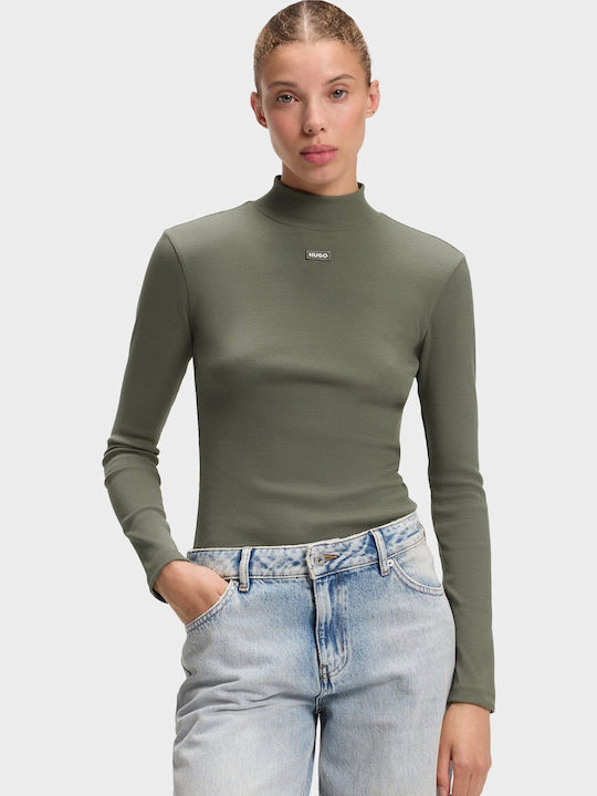 Hugo Women's Cotton Long Sleeve Blouse Pale Green