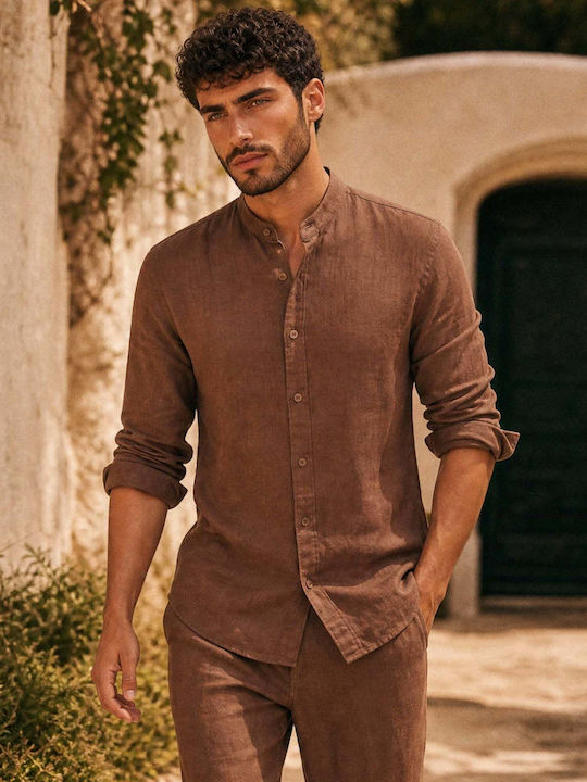 Panda Clothing Long Sleeve Linen Shirt in Regul...
