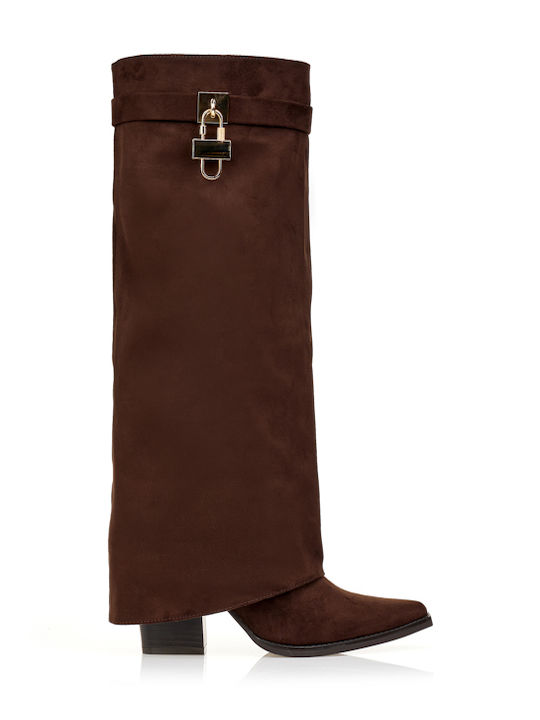 Tsoukalas Wildleder Damenstiefel mit hohem Absa...