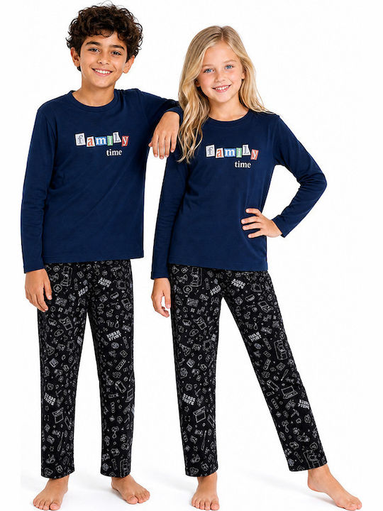 Comfort Kinder-Nachtwäsche Winter Baumwolle Blau