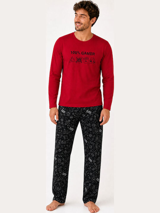 Comfort Pijama de vară pentru bărbați Roșie