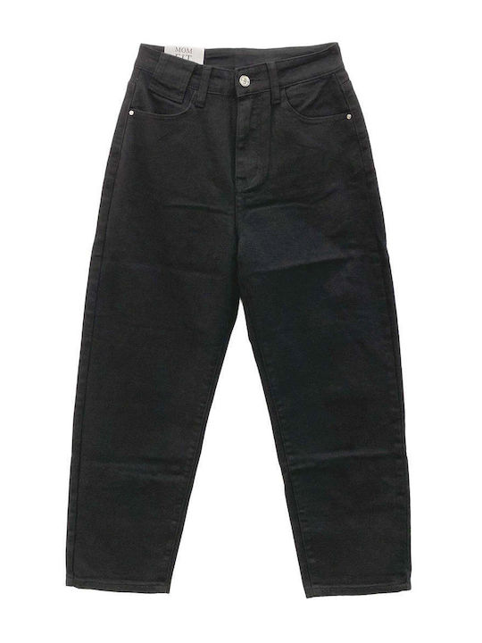 High Rise Women's Jean Pants in Mom Fit Black