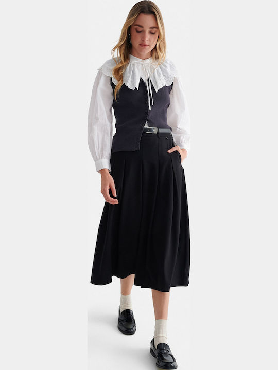 attrattivo Women's High Rise Zip Culottes Black