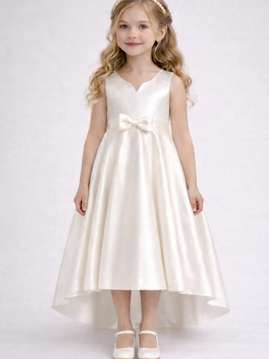 Girls Satin Dress Broken White